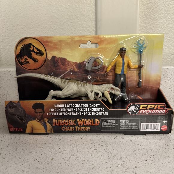 Jurassic World Chaos Theory Darius and Atrociraptor Ghost Encounter Pack New